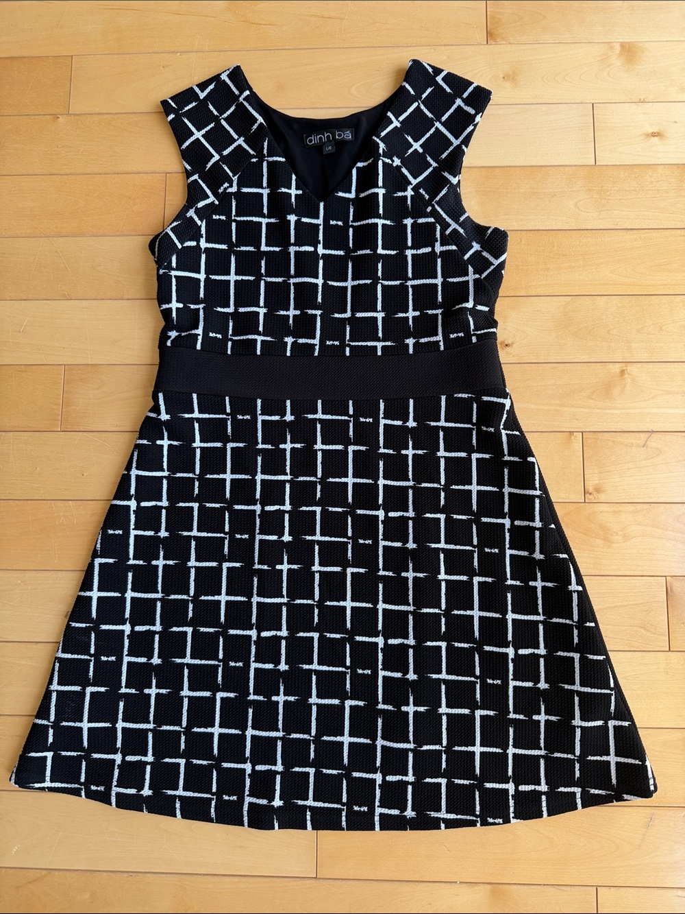 Canadian designer Black & White Grid A-Line Dress